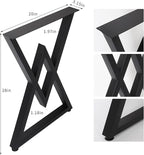 SSS Furniture Metal Table Legs Heavy Duty Industrial Table Base, 28 inch Height 19.7 inch Wide Black Metal Furniture Legs Modern Dining Coffee Table Legs DIY Desk Legs Set of 2