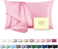Mulberry Silk Pillowcase for Hair and Skin Pillow Case with Hidden Zipper Soft Breathable Smooth Cooling Silk Pillow Covers for Sleeping (Pink, King（20"X 36"）)