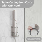 Curling Iron Holder, Stainless Steel Flat Iron Holder Wall Mount, Hair Straightener Holder for Bathroom Storage, Flat Iron Holder Wall Mount Space Saving Hair Tool Organizer Silver BANJEKT