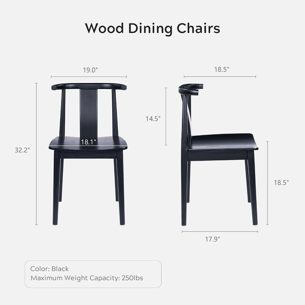 EYYTHUNG Wood Dining Chairs Set of 2, Farmhouse Kitchen Chairs with Curved Ba...