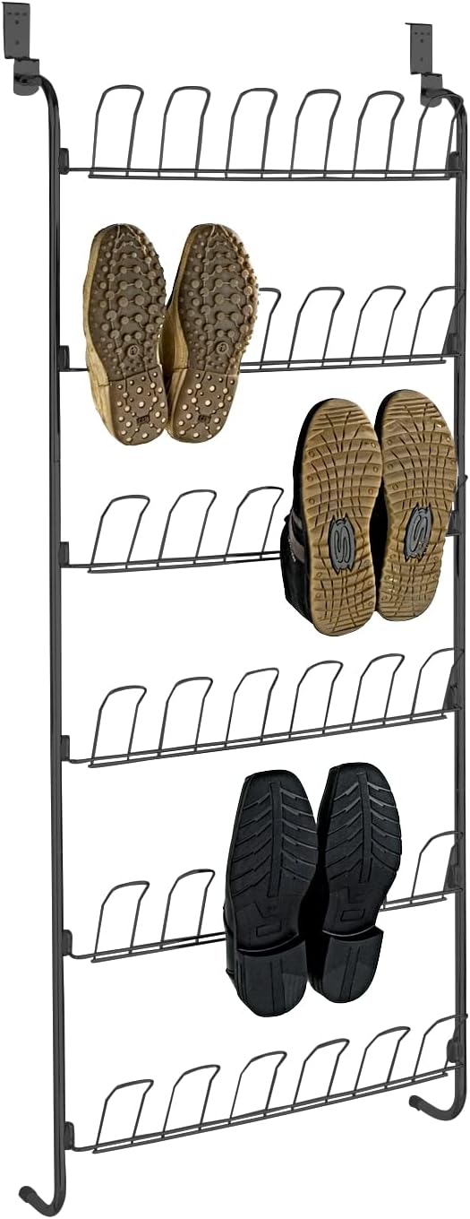 Wenko 18 Pairs Black Shoe Rack, 59 x 151 x 14 cm
