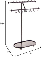 Angelynn's Sturdy Extra Long Necklace Holder Organizer Tall Tabletop Pendant Display Stand, Freestanding Large Capacity Jewelry Tree, Sharisa Rubbed Bronze 11 3/4" Wide x 16 1/2" Tall
