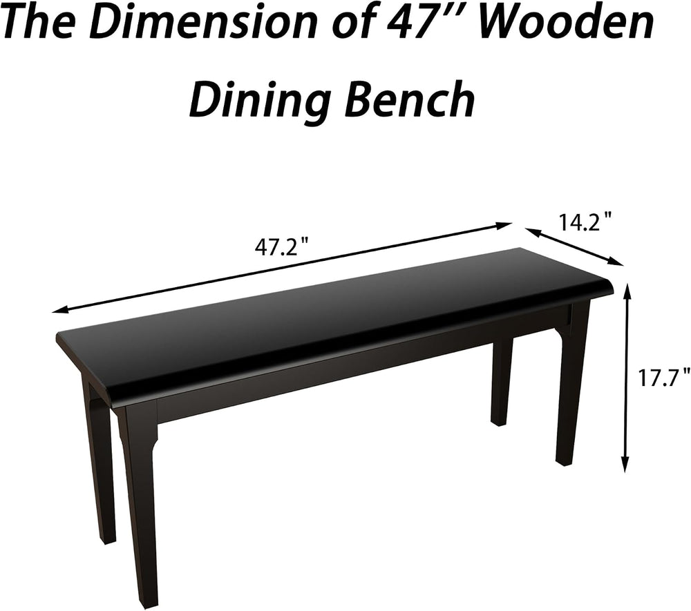 Wilk Wooden Entryway Bench, 47’’ Indoor End of Bed Bench, 100% Solid Oak Wood...
