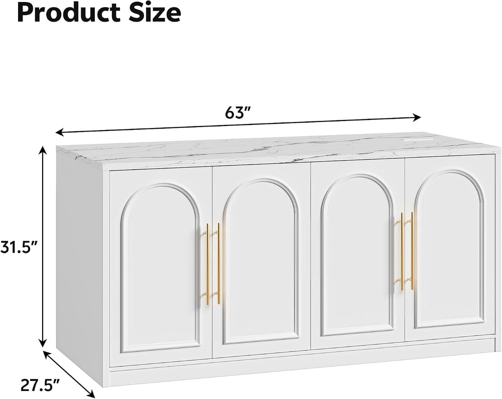 Stationary Kitchen Island, 63" L Large Island Cabinet for Kitchen | with...