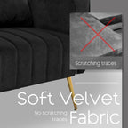 Accent Chair,Wingback Armchair for Living Room, HighBack Reading Chair with Golden Metal Legs Lumbar Pillow,Upholstered Single Sofa for Bedroom, Apartment, Small Spaces Velvet Black