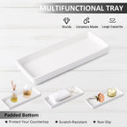 Resin 6 Pcs White Bathroom Set Complete with Toothbrush Holder, Lotion Soap Dispenser, 2 Qtip Holder Dispensers,Vanity Tray,Bathroom Tumbler - Countertop Vanity Organizer - Bathroom Accessories Set