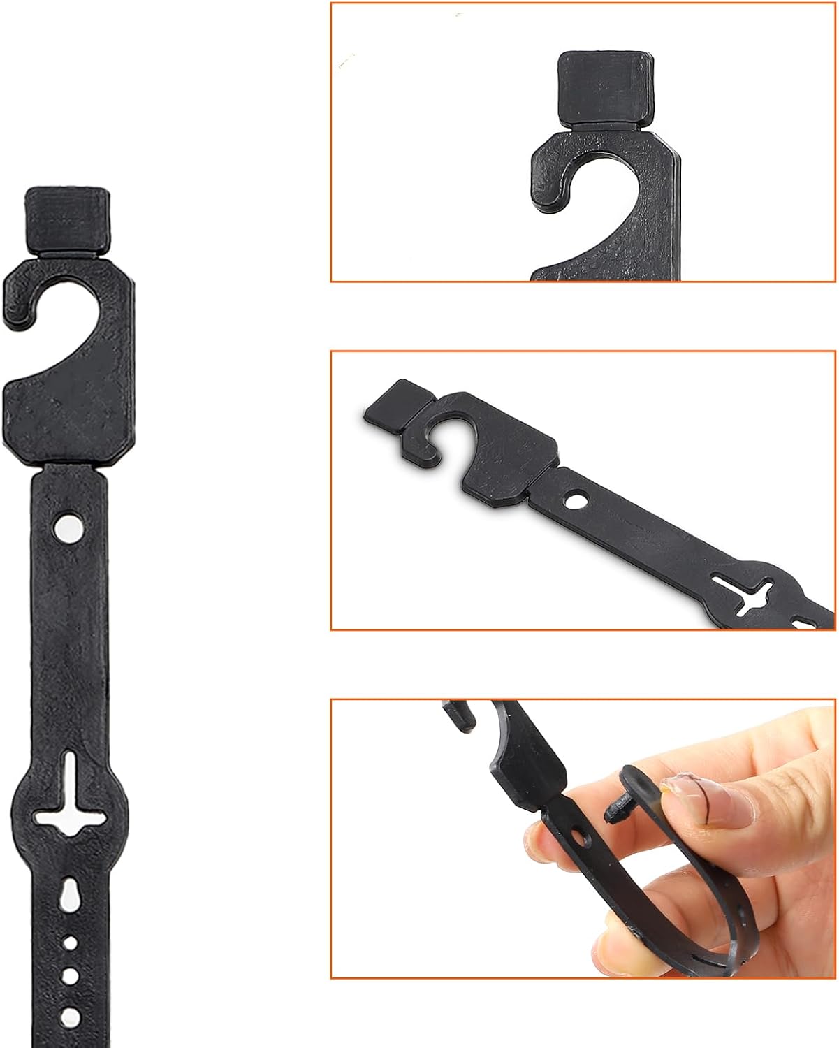 ZENFUN 200 Pc Plastic Belt Hangers, Black Plastic Hanger Hooks for Belts and Plastic Hanger Hooks, Economic Plastic Belt Hooks Tie Hangers Bulk for Men, Closet Organizers, Storage, Retail