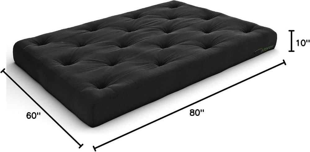 Nirvana Futons Extra Thick Premium 10-Inch Queen Futon Mattress, Black Twill ...