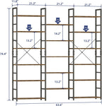 NUMENN Triple Column 6 Tier Bookshelf, Bookcase with 17 Open Display Shelves, Adjustable Rustic Industrial Style Book Shelves, Modern Bookshelves for Bedroom, Living Room and Home Office, Vintage