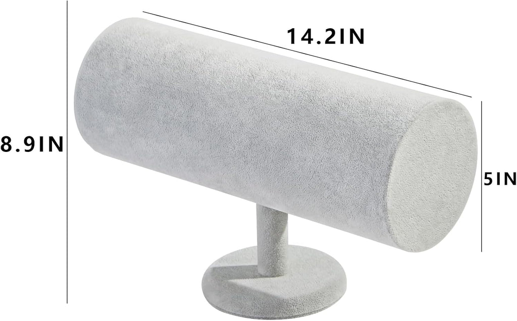 T-Bar Headband Holder Organizer for Selling, Soft Velvet Hairband Stand Display, Hair Hoop Accessories Jewelry Storage for Home Bedroom (Gray Beige Velvet)