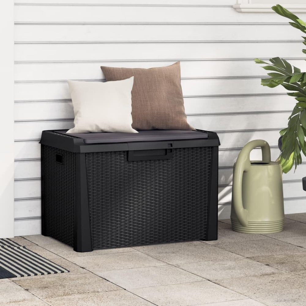 Anthracite Garden Storage Box 125L Polypropylene Medium Outdoor Patio Seat wi...
