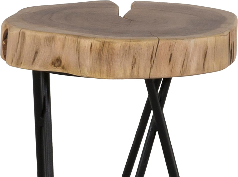 12" Wood End,Side Table, Living Room Accent Stool, Iron Legs, Home Décor...