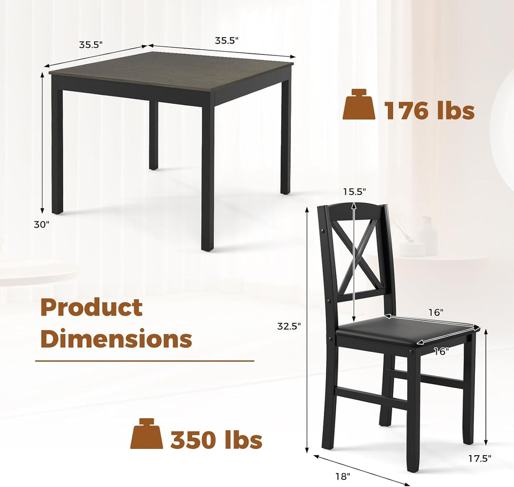 GOFLAME 3-Piece Dining Table Set for 2, Wooden Square Kitchen Table with 2 Up...