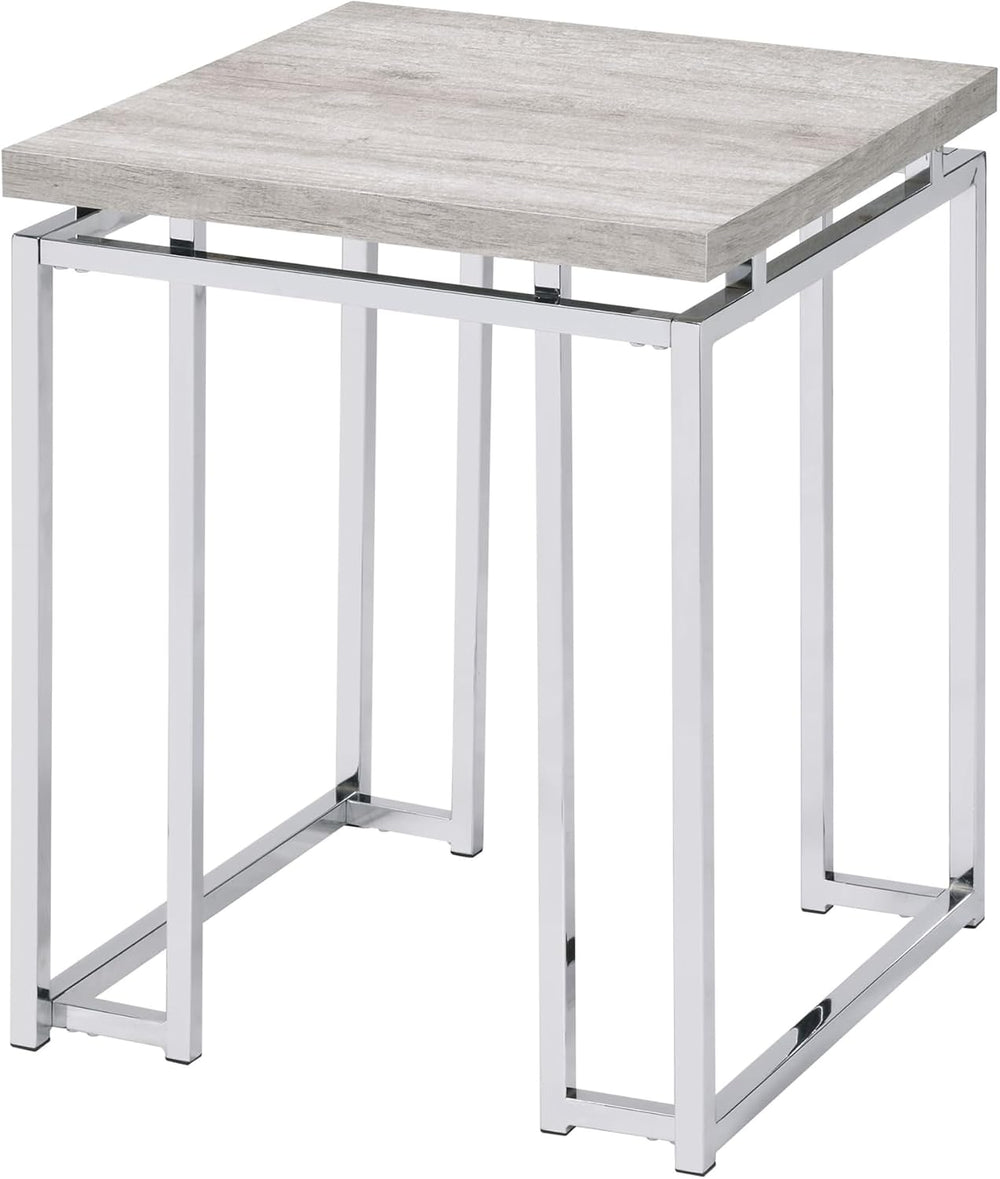End Table Natural Oak Living1pc Chrome Frame Side Table