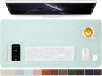 Distressed Leather Desk Mat - Non-Slip PU Desk Pad for Office and Home - Desk Organization and Accessories - Ideal for Large Mouse Pad and Desk Mats on Top of Desks(Mint Green,36"x 17")