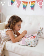 VLANDO 2 Layer Girls Musical Jewelry Box with Ballerina and Large Drawers | Rotating Dancer Plays Canon Melody, Top Dividers Store Rings and Small Treasures, Half-Moon Design, Birthday Christmas Gift