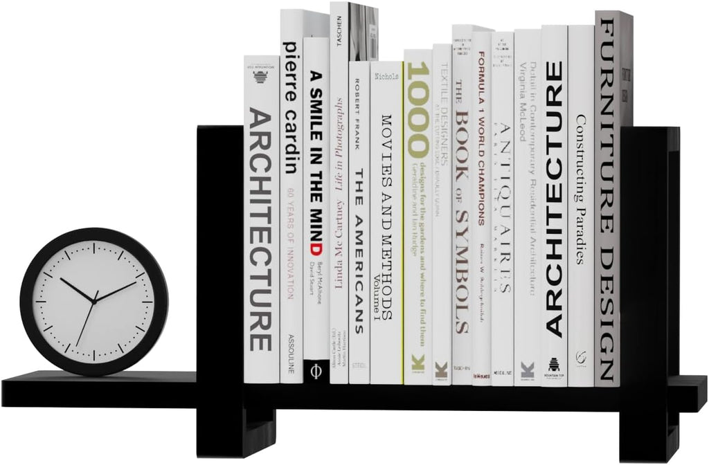 Adjustable Desktop Bookshelf, Retro Tabletop Bookshelf, Desk Shelf for Top of Desk in Living Room, Home, Office, Perfect for Magazine, Books, Cookbooks, No Tools Required to Assemble (Black)
