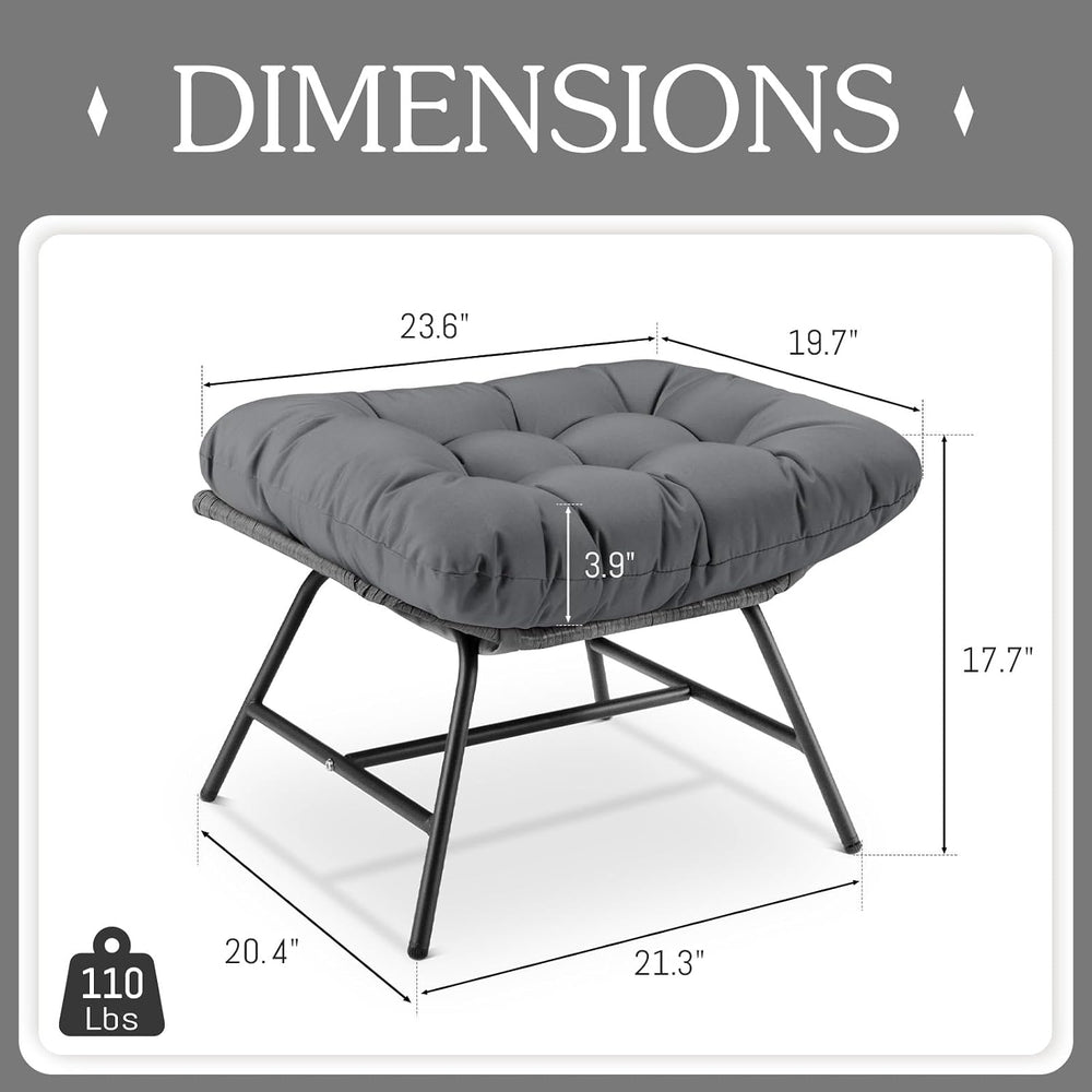 BULEXYARD 2 Pieces Outdoor Patio Ottomans, Multipurpose All Weather PE Rattan...