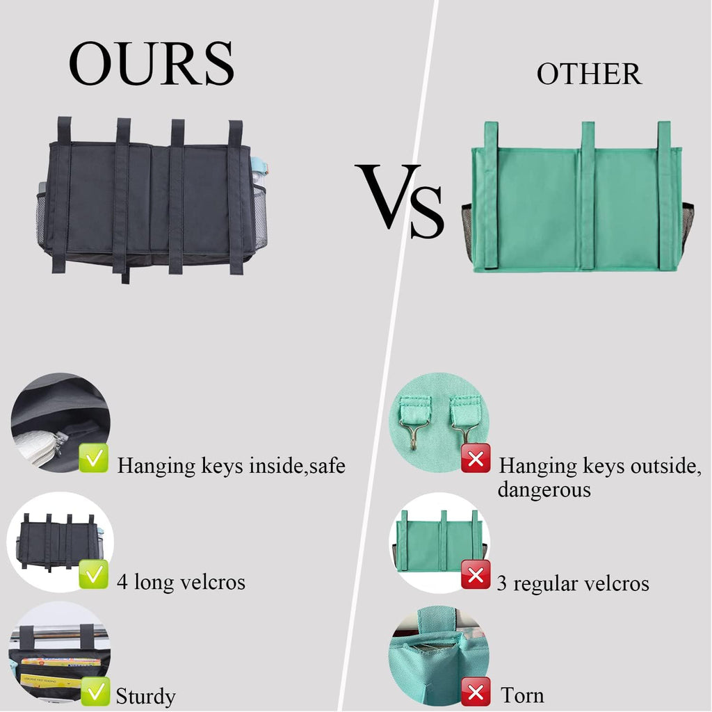 LEISUIT Hanging Storage Bag Bedside Organizer 9 Pockets Black (XL)