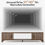 Mid Century Modern TV Stands for 65/70/75 Inch TV, Boho Media Console for Living Room, Fluted TV Entertainment Center with Storage, Wood Television Cabinet for Bedroom