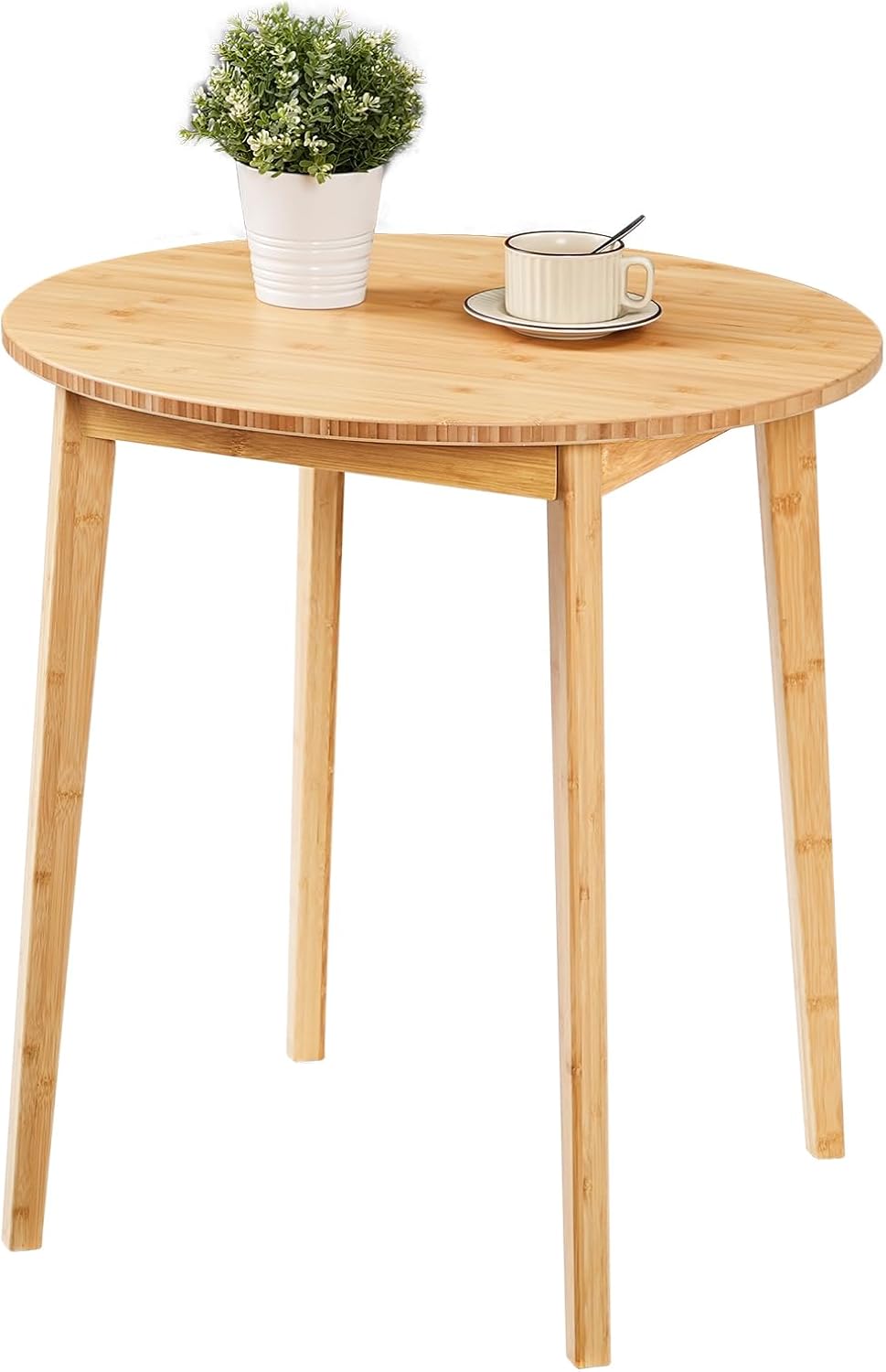 HOOBRO Bamboo Dining Table, Round Dining Table for 2, 27.5" Kitchen Tabl...