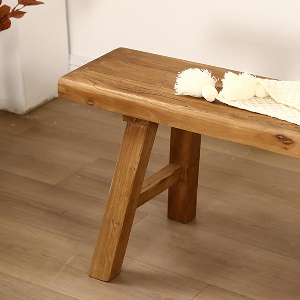 Farmhouse Wooden Dining Bench, Long Kitchen Bench with Rounded Corner, Rustic...