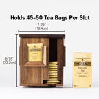 Rotating Tea Bag Organizer – Acacia Wood 4-Sided Storage Box for Home or Office