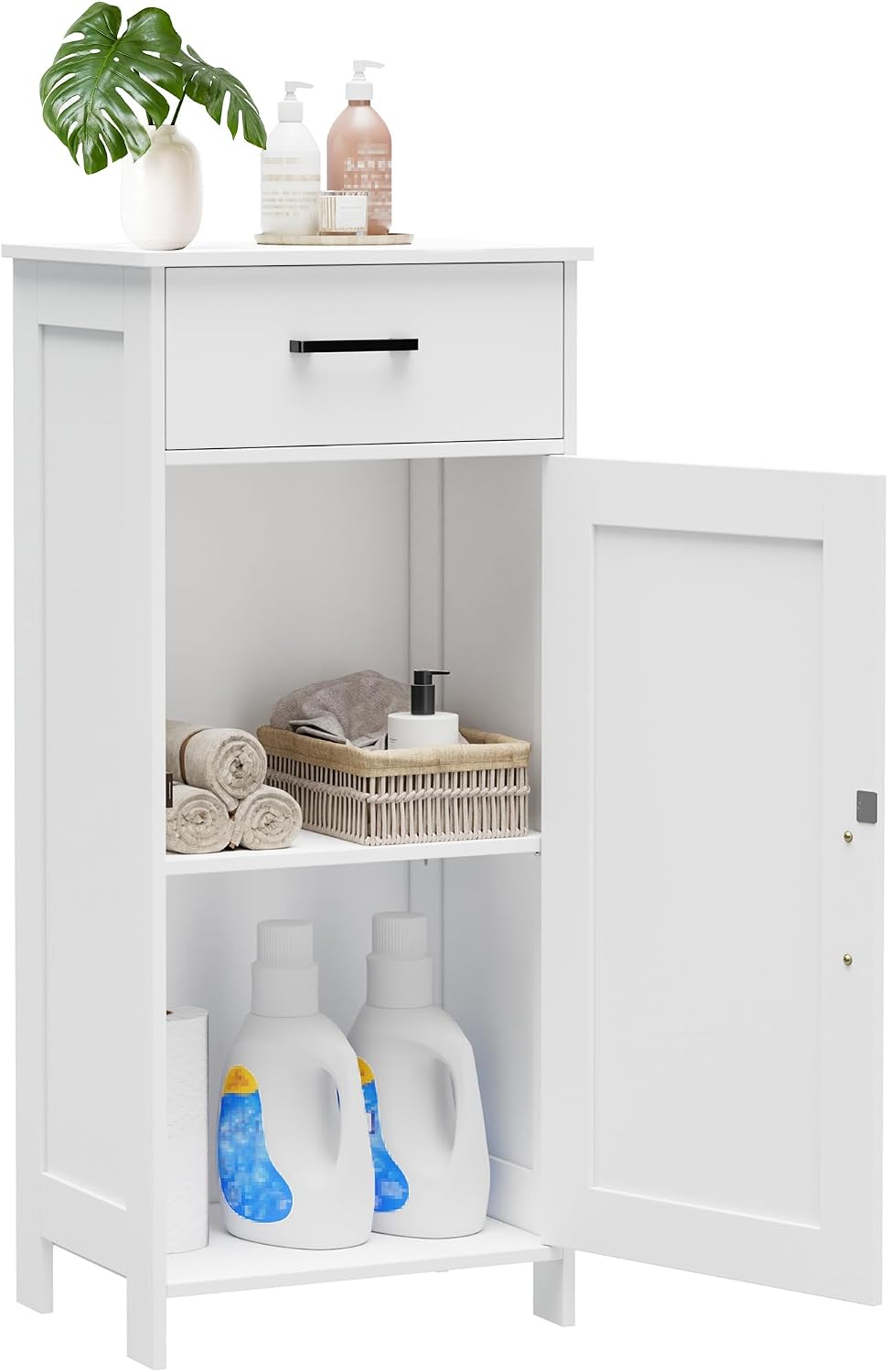 Bathroom Storage Cabinet with Drawer & Adjustable Shelf
