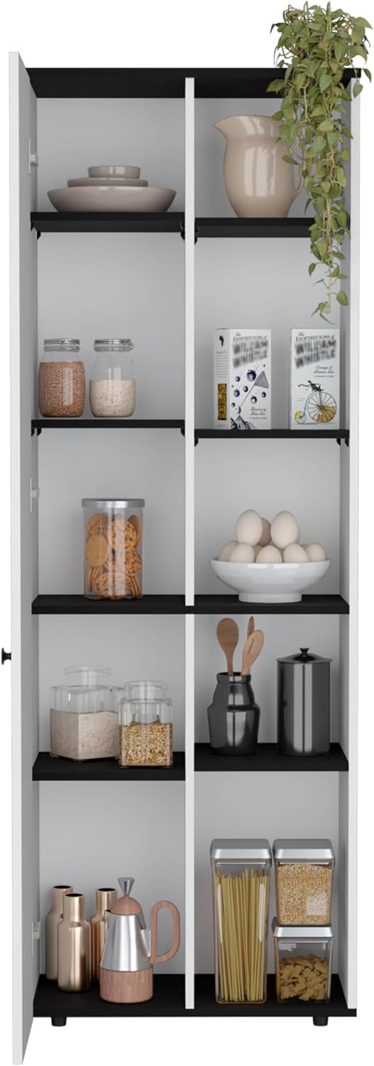 23.6" D*11.8" W*66.9" H White Corner Kitchen Pantry, 8 Black S...