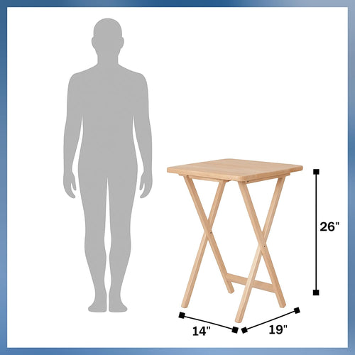 2-Piece Solid Wood TV Tray Table Set | Foldable Snack & Laptop Desk | Portable Folding Dinner Side Table | Space Saving | Natural Finish