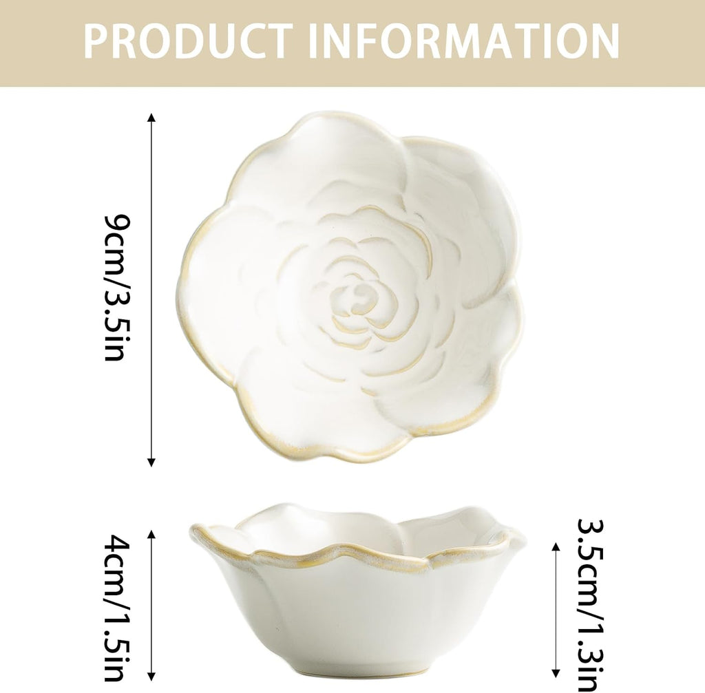 Mecaikru Ceramic Flower Jewelry Dish, 3.5 in Ring Tray with Gift Box & Card | Open flower shape keeps rings, earrings and necklaces visible while making items easy to pick up.