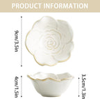Mecaikru Ceramic Flower Jewelry Dish, 3.5 in Ring Tray with Gift Box & Card | Open flower shape keeps rings, earrings and necklaces visible while making items easy to pick up.