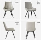 Mid Century Modern Dining Chairs Set of 4, Soft Cushion Upholstered Fabric, Light Grey