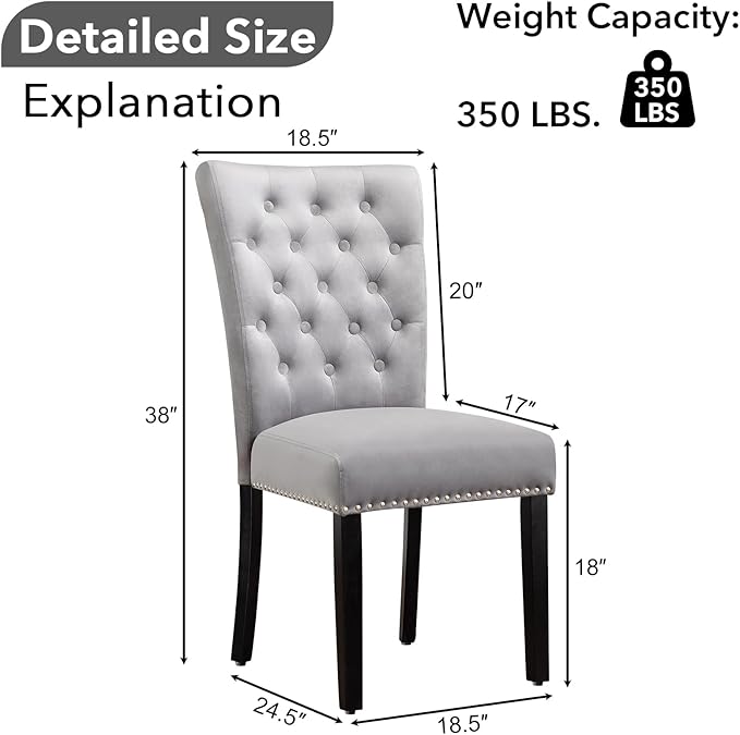 Velvet Dining Kitchen Chair Set of 4, Parsons Upholstered Dining Room Chair, ...