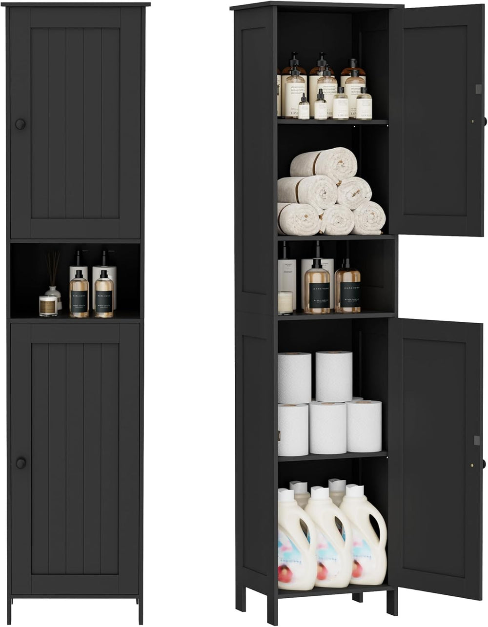 Homleke Tall Bathroom Storage Cabinet with 2 Doors, 67"H Narrow Storage ...