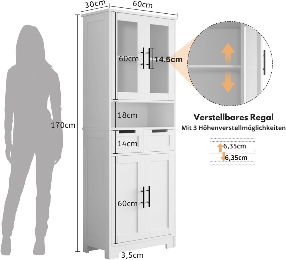 LEADZM Kitchen Cabinet Tall Cabinet with 4 Doors Buffet Cabinet for Kitchen L...