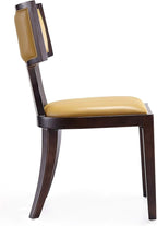 Manhattan Comfort Pulitzer Faux Leather Dining Chairs Set of 2, Solid Beech Wood with Walnut Finish, Iconic Greek Design, Fully Assembled Accent Kitchen Furniture, Camel