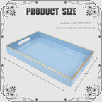 Spsyrine Blue Bathroom Vanity Tray with Handles for Dresser Tops, Countertop, Perfume Decorative Tray, 11.8” * 7.87” *1.37”