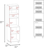 Kitchen Pantry Cabinet with Two Doors, Open Middle Shelf and Upper Storage, White,for Kitchen
