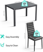 Gizoon Glass Dining Table Sets for 6, 7 Piece Kitchen Table and Chairs Set for 6 Person, PU Leather Modern Dining Room Sets for Home, Kitchen, Living Room