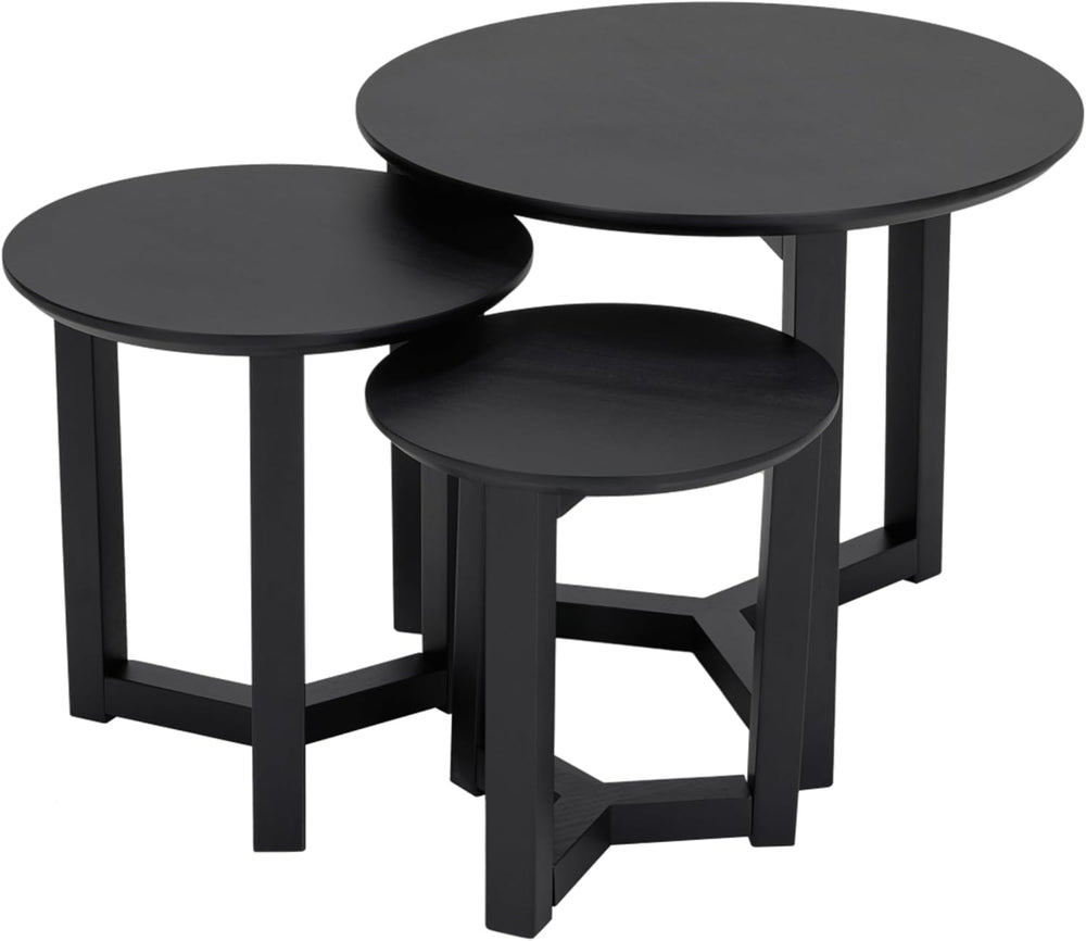 AIRA Home Decor Space-Saving Nesting Coffee Table Set of 3 – Modern Round Woo...