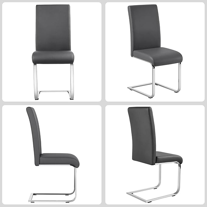 Yaheetech Dining Chairs Set of 2 Modern Faux Leather Upholstered Dining Room ...