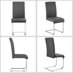 Yaheetech Dining Chairs Set of 2 Modern Faux Leather Upholstered Dining Room Chairs with High Back and Metal Chrome Legs for Kitchen/Living Room/Restaurant, Dark Gray