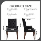 Upholstered Tufted Chenille Dining Chairs with Arms & Nailhead Trim – Solid Wood Frame & Legs, Modern Farmhouse for Dining, Kitchen & Living Room (Set of 2, Charcoal Gray)