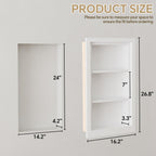 Solid Wood 14 X 24 Recessed Medicine Cabinet,3-Tier, Medicine Cabinet Organizer,Wall Niche, Bathroom Wall Cabinet, Recessed Bathroom Cabinet,recessed Wall Cabinet, Bathroom Cabinet With Storage, White