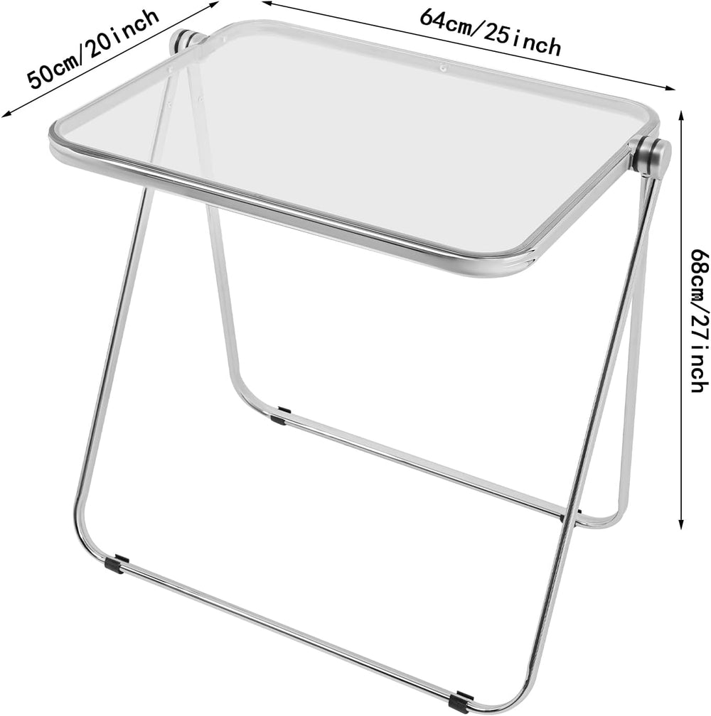 Clear Foldable Side Table - 25x20in Small TV Tray for Snack Dinner on Couch, ...