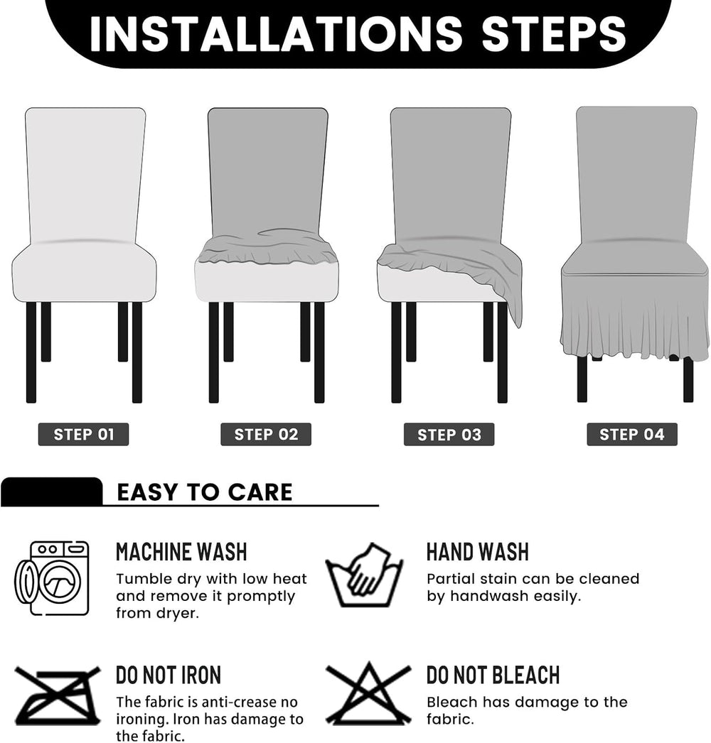 Rakila Stretch Washable Chair Covers for Dining Room Set of 6 Removable Chair...