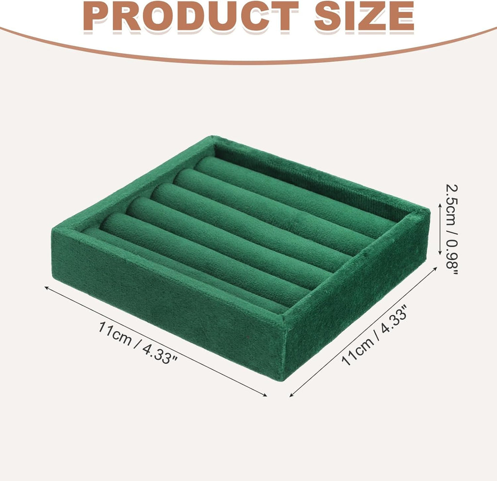 uxcell Stackable Jewelry Storage Tray, Jewelry Tray Drawer Organizer, Small Display Box for Earrings, Necklaces, Rings and Bracelets, Dark Green