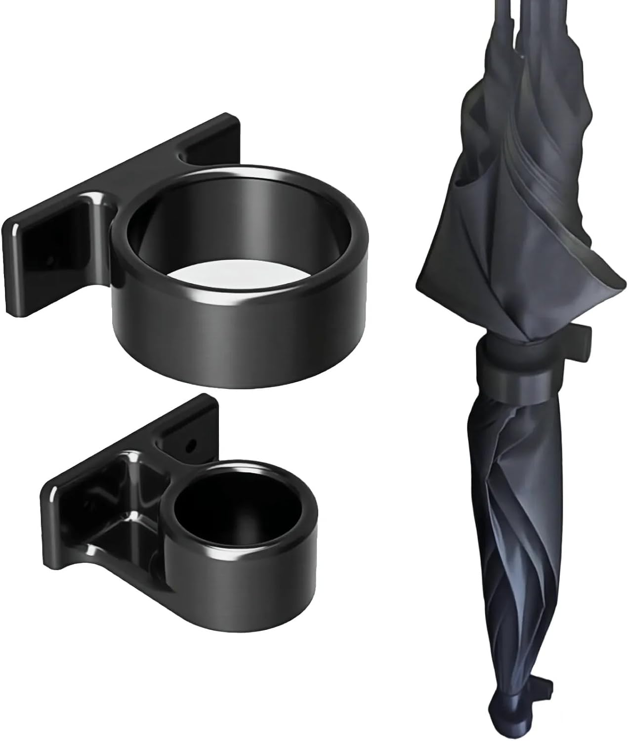 Wall-Mounted Umbrella Holder with Drip Tray - Self-Adhesive Design, Space-Saving Stand for Home, Camping, RV, Van, Includes Double-Sided Tape