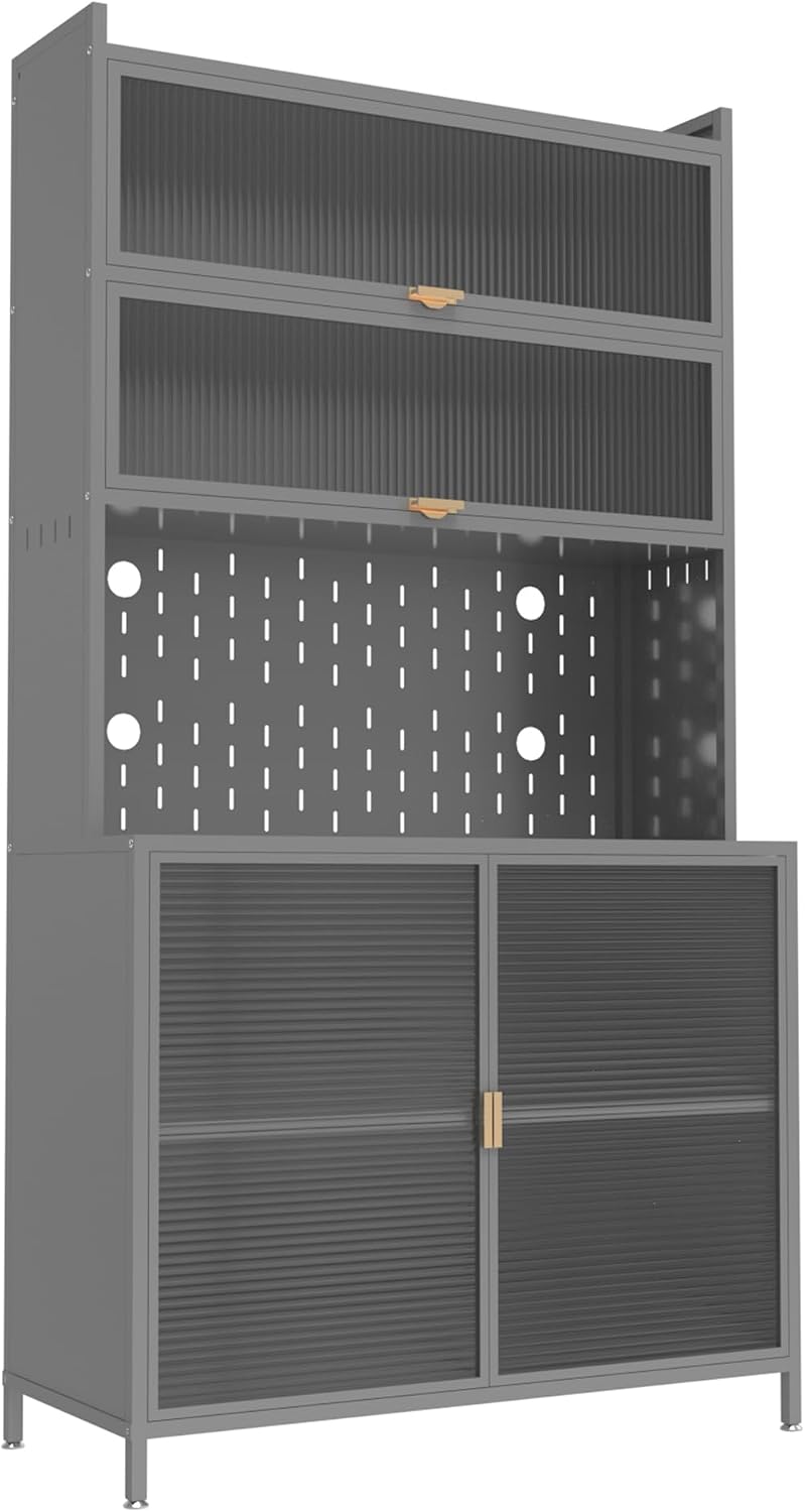 73" Tall Kitchen Pantry Cabinet with Adjustable Shelves & Pegboard, ...